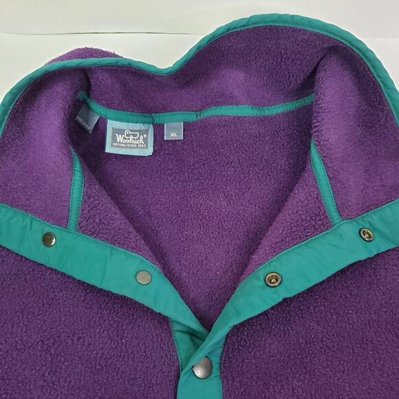 Vintage Woolrich Fleece Womens XLarge 1/4 Snap Baggy Purple/Teal Retro 90s - Picture 6 of 9